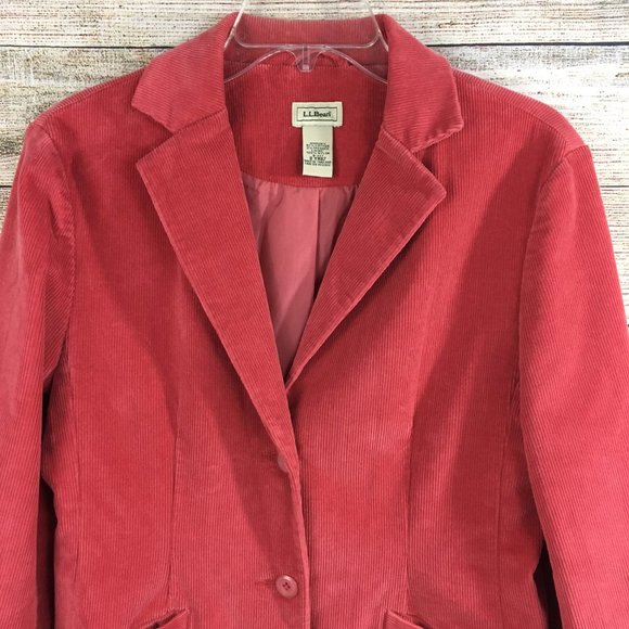 LL Bean Corduroy Blazer Jacket Rose Pink Lined Women's Petite 8 - Picture 2 of 8